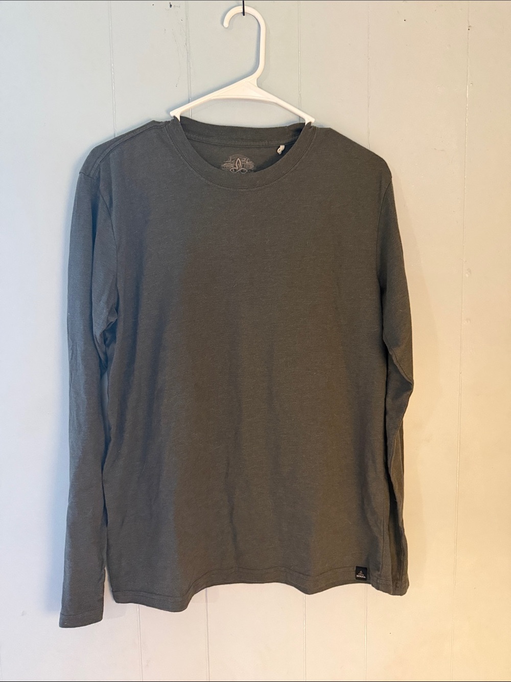 Prana Olive Green Long Sleeve Crewneck Tee